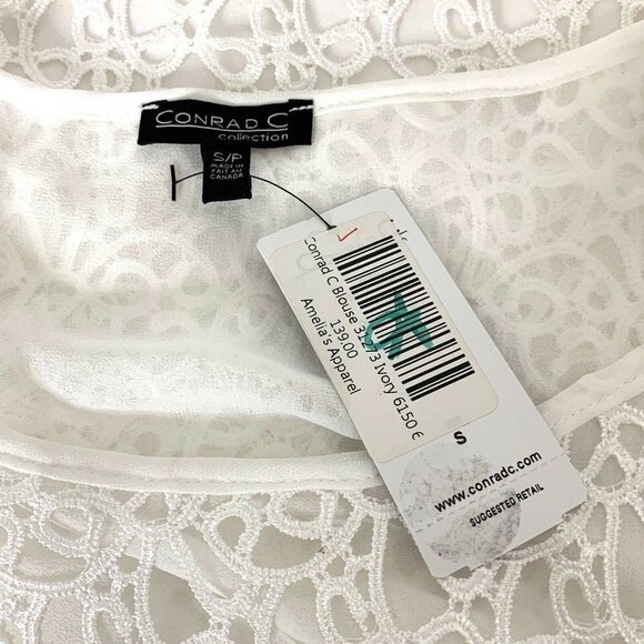 NWT Conrad C Collection White Lace Overlay Top Sma - Picture 5 of 7